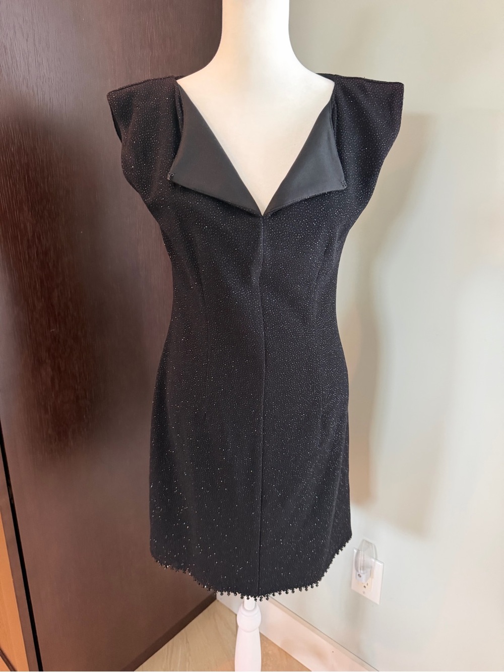 Vintage Jeffrey & Dara Evenings Tom Barra Black Glitter Cocktail Dress 6P 90’s